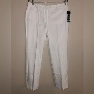 LARRY LEVINE Sz 10 Pants White Ankle‎ Slim Leg NWT flat front (faux pockets)